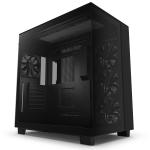 NZXT H9 Flow Edition ATX MidTower Gaming Case Tempered Glass, Black, 4x 120mm Quiet Airflow Fan Pre-installed. CPU Cooler Support Upto 165mm, GPU Support Upto 435mm, 360mm Radiator Supported, 7XPCI Slot, Front I/O: 2X USB, 1XType C, 1XHD Au