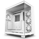 NZXT H9 Flow Edition ATX MidTower Gaming Case Tempered Glass, White, 4x 120mm Quiet Airflow Fan Pre-installed. CPU Cooler Support Upto 165mm, GPU Support Upto 435mm, 360mm Rad Supported, 7XPCI Slot, Front I/O: 2X USB, 1XType C, 1XHD Audio.