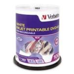 Verbatim 95145 DVD+R 4.7GB 100Pk White InkJet Printable 16x spindle