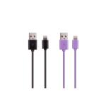 Laser IR-9PIN2PK-PB Lightning cables twin pack purple and black,  Not MFI Certified. works for Apple iPhone, iPad, Airpods.