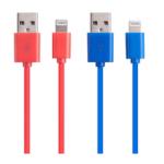 Laser IR-9PIN2PK-RB lightning cable twin pack red and blue,  Not MFI Certified. works for Apple iPhone, iPad, Airpods.