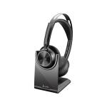HP Poly Voyager Focus 2 Bluetooth On-Ear Active Noise Cancelling Headset with Stand- Teams Certified USB-C/A / 4-Mics Noise Cancellation / Hybrid ANC / Busy Light / Up to 50m Distance / Up to 25-Hour Talk-Time