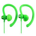 Moki 90 Degree Wired Sports In-Ear Headphones - Green Ear Hook Design