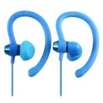 Moki 90 Degree Wired Sports In-Ear Headphones - Blue Ear Hook Design
