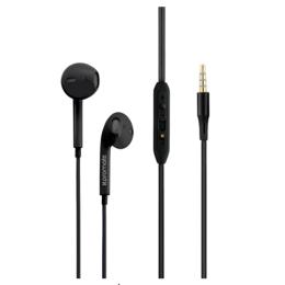 Promate Gearpod GEARPOD-IS2 Wired Earbuds - Black with In-Line Microphone and Universal Volume - Lightweight High Performance Stereo