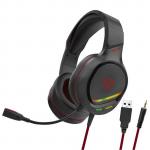 Vertux Gaming Amplified Over Ear Headset with Padded Headband - RGB LED Lights - Finely Tuned 50mm Drivers - Flexible OmniDirectional MicroPhone - 3.5mm Input - Multi Platform Compatibility - Red
