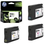 HP 955XL Black+ Tri-Colours Ink Cartridge Value Pack Black Yield 2000 pages & Tri-Colours Yield 1600 pages for HP OfficeJet Pro 7720, 7730, 7740, 8210, 8710,8720, 8730, 8740, 8745 Printer.