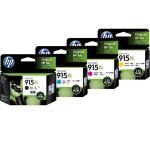 HP 915XL Black+ Tri-Colours Ink Cartridge Value Pack Yield 825 pages for HP OfficeJet 8010, OfficeJet Pro 8012, 8020,8022,8028 Printer