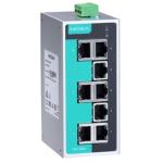MOXA Switch EDS-208A 8-port compact unmanaged Ethernet switches, -40 to 75°C operating temperature range 10/100BaseT(X) (RJ45 connector), 100BaseFX (multi/single-mode, SC or ST connector) Redundant dual 12/24/48 VDC power inputs