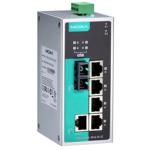 MOXA PoE switch EDS-P206A-4PoE-M-SC-T 6-port Unmanaged Ethernet switch, -40 to 75°C operating temperature - 1x 10/100BaseT(X) ports, 4x PoE ports, 1x 100BaseFX multi-mode port with SC connector