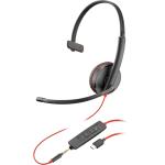 HP POLY HEADSETS 80S05AA Poly Blackwire C3215 Monaural Headset +Carry Case