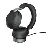 Jabra Evolve2 85 Bluetooth Over-Ear Active Noise Cancelling Headset with Charging Stand - Teams Certified Link380-A / 10-Mics Noise Cancellation / 40mm Speakers / Hybrid ANC / Retractable Mic / Busy Light / Fast Charge / Up to 30m Distance