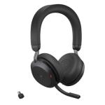 Jabra Evolve2 75 Bluetooth On-Ear Active Noise Cancelling Headset - Teams Certified Link380-C / 8-Mics Noise Cancellation / 40mm Speakers / Hybrid ANC / Retractable Mic / Busy Light / Fast Charge / Up to 30m Distance / Up to 25-Hour Talk-Ti