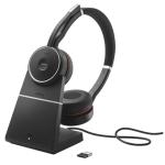 Jabra Evolve 75 SE Bluetooth Wireless On-Ear Noise Cancelling Headset with Charging Stand - UC Certified Link380-A / ANC / 40mm Speaker / Busy Light / Up to 30m Distance / Up to 18-Hour Talk-Time