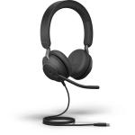 Jabra Evolve2 40 SE USB-C Wired On-Ear Headset - Teams Certified 3-Mics Noise Cancellation / 40mm Speakers / Busy Light