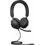 Jabra Evolve2 40 SE USB-A Wired On-Ear Headset - Teams Certified 3-Mics Noise Cancellation / 40mm Speakers / Busy Light