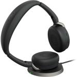 Jabra Evolve2 65 Flex Bluetooth On-Ear Active Noise Cancelling Headset with Wireless Charger UC Certified - Link380-A / 6-Mics Noise Cancellation / Hybrid ANC / Retractable Mic / Busy Light / Up to 30m Distance / Up to 20-Hour Talk-Time