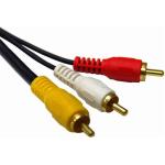 Dynamix CA-3RCAV-2 2m RCA Audio Video Cable, 3 to 3 RCA Plugs. Yellow RG59 Video standard Red & White audio with gold plated connectors.