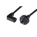 Dynamix C-POWERCR 2M 3-Pin AU/NZ Plug to Right Angled IEC C13 Female Connector 10A SAA Approved Power Cord 1.0mm copper core. BLACK Colour. SAA approved