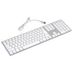 Matias FK318S Keyboard for Mac - Silver - USB-A Wired Aluminum Keyboard with Numeric Keypad and Built-in 2-Port USB 2.0 Hub