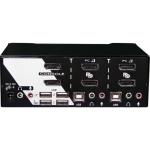 Rextron PADG-122 2 Port Dual DisplayPort USB KVM Switch with Audio. Dual DisplayPort up to 2560x1600. USB console. Front panel computer selection.