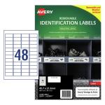 AVERY Weather Resistant Removable Label L4778 Laser 45.7x21.2mm White 48up 20 Sheets