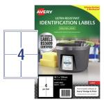 AVERY Ultra Resistant ID Label L7915 White Laser 99.1x139mm 4up 10 Sheets