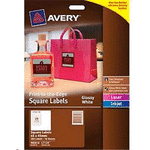 AVERY SQUARE GLOSSY LABELS 10 SHEETS 20 UP WHITE L7124