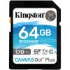 Kingston Canvas Go Plus SD Memory Card - 64GB UHS-I - Class 10 - U3 - V30 - Read up to 170MB/s - Write up to 70MB/s - for DSLRs - Mirrorless Cameras & 4K Video Production Kingston Canvas Go Plus SD Memory Card - 64GB UHS-I - Class 10 - U3 - V30 - Read up to 170MB/s - Write up to 70MB/s - for DSLRs - Mirrorless Cameras & 4K Video Production