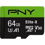 PNY Elite-X microSDXC Memory Card - 64GB - 1 Pack UHS-I (U3) - Class 10 - 100MB/s Read
