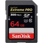 SanDisk Extreme Pro SDXC Memory Card - 64GB UHS-II - Read up to 300MB/s - Write up to 260MB/s - For Super-Fast Continuous Burst Mode Shots - Maximum Post-Production Workflow Eficiency and High-Performance Video
