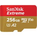 SanDisk Extreme 256GB microSDXC Memory Card Class 10 - U3 - V30 - A2 - Read up to 190MB/s - Write up to 90MB/s -