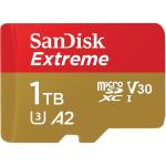SanDisk Extreme 1TB microSDXC Memory Card Class 10 - U3 - V30 - A2 - Read up to 190MB/s - Write up to 130MB/s - Perfect for 4G Smartphones / Tablets / Cameras