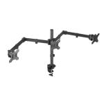 Brateck LDT12-C034N 13"-27" Triple Monitor Economy Desk Mount Bracket. Detachable VESA Plate, Max 7kgsPerArm.Rotate, Tilt & Swivel. Desk & Grommet Options Included. VESA 75x75 & 100x100. Matte Black