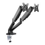Brateck LDT46-C024 Elegant Dual 13"-27" Counter Balance Monitor Desk Mount. Max Load 6.5Kgs. Supports VESA 75x75 & 100x100. Gas Spring with Matt Plastic Surface. Extend, Tilt & Swivel. Black Colour