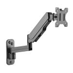 Brateck LDA30-112 17"-32" Single Screen Wall Mounted Gas Spring Monitor Arm. Max load: 9kgs. VESA 75x75 & 100 Extend, tilt and swivel. Detachable VESA Plate. Max Arm Extn - 422mm. Matte Black Color