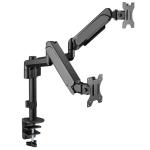 Brateck Lumi LDT48-C024 17"-32" Pole-Mounted Gas Spring Dual Monitor Desk Mount Bracket withDetachableVESAPlate.Max Load 9Kgs Per Arm, Supports VESA 75x75 & 100x100, Extend, Tilt, & Swivel, Clamp or Grommet Instal.