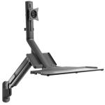 Brateck WWS05-01-P01 17"-32" Wall Mount Single Monitor Gas Spring Sit-Stand Workstation. Folding KeyboardTray.Counter-Balance Gas Spring. Integrated Ball-Joint. 2nd Storage Tray. Easy Height Adjust.