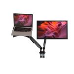 FlexiSpot Ergonomic 17"-32" Single Monitor Arm With 10.1"-17.3" Laptop Stand Gas Spring Mount - Black - Max Load 5KG Per Arm - Clamp Or Grommet Installation - 5 Years Warranty
