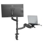 Loctek 10"-30" Single Monitor Ergonomic Gas Spring Arm - With 10.1"-17.3" Laptop Notebook Stand Riser - Max Load 5KG - VESA 100mm