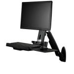 StarTech WALLSTS1 Wall Mount Workstation - Articulating Full Motion Standing Desk with Ergonomic Height Adjustable Monitor & Keyboard Tray Arm - Mouse & Scanner Holders - Single VESA Display
