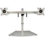 StarTech ARMDUOSS Dual Monitor Stand - Ergonomic Free Standing Dual Monitor Desktop Stand for two 24" VESA Mount Displays - Synchronized Height Adjustable - Double Monitor Pole Mount - Silver