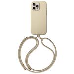 coehl iPhone 16 Pro (6.3") Muse Case - Cream Magsafe Compatible, Textured Leatherette Exterior,Shock-Absorbing Protection with Raised Camera Lens Bezel, Includes Matching Lanyard Strap