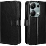 Xiaomi Redmi Note 13 LTE (2024) Flip Wallet Case - Black, 3 Card Slots - Cash Compartment - Magnetic Clip
