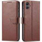 Galaxy A05 (2023) Flip Wallet Case - Brown 3 Card Slots - Cash Compartment - Magnetic Clip