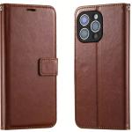iPhone 12/12 Pro Flip Wallet Case - Brown 3 Card Slots, Cash Compartment, Magnetic Clip