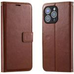 iPhone 13 Pro Max Flip Wallet Case - Brown 3 Card Slots - Cash Compartment - Magnetic Clip