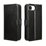 iPhone 16e (2025) Flip Wallet Case - Black 3 Card Slots - Cash Compartment - Magnetic Clip