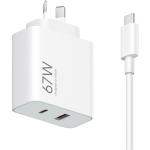 Xiaomi 67W Fast Charging GaN Wall Charger - Dual USB Output (USB-C & USB-A) Fast Charging Smart Phone/Tablet/Laptop - Includes 6A Fast Charging USB-A to USB-C Cable - Support Samsung, iPhone, Xiaomi, Oneplus, Oppo, Asus phone Fast Charging