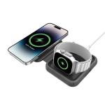 Momax Magsafe 20w 2-in-1 Wireless Charger - Grey - Apple Magsafe Certified, Foldable Compact Design, Made for MagSafe & Apple Watch